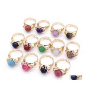 Solitaire ring hand ambacht kralen draad gewikkeld stenen vinger ringen reiki genezing natuurlijke amethists agates rose quartz opal party bruiloft dhflc dhflc