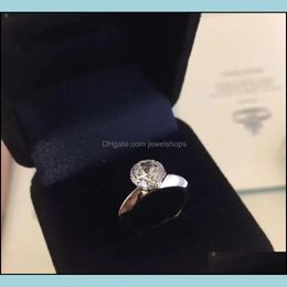 Solitaire Ring High Version 925 Sterling Sier Claw 1-3 Karat Promise Anneaux de diamant Bague Anillos Femmes Mariage de mariage Lover Otwuh