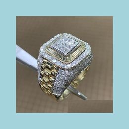 Solitaire Bague Hip Hop Diamant Bague Championnat Anneaux Cristal Or Hommes Bijoux De Mode Cadeau Drop Livraison Dhvlh