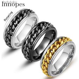 Solitaire Ring Hippie Cuban Ring Mécanisme de chaîne de chaîne Ouvre-bagues Fidget Spinner Anneaux avec chaînes Femmes Houilles Anneaux de serpent Gadgets pour hommes 240226