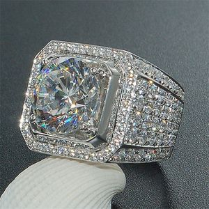 Кольцо-пасьянс HOMOD Micro Pave CZ Обручальные кольца Обручальное кольцо в стиле хип-хоп Круглой формы Cool Street женщины Мужчины Bling Iced Out CZ Ring 230907