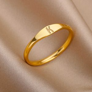 Solitaire ring Initialen Letter s voor vrouwen roestvrij staal gegraveerd dunne 2023 trend A-Z alfabet bruiloft esthetische joodse anillos y2302