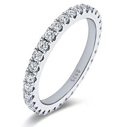 Solitaire ring iogou 2mm d kleur trouwband origineel 925 sterling zilveren wit goud stapelbare ringen dames meisje groothandel 230419