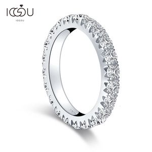 Bague Solitaire IOGOU 925 Sterling Silver Full Ring 3.0mm Round Band Ring pour Femmes SONA Diamant Bijoux De Mariage De Luxe Anneaux 230403