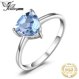 Solitaire ring JewelryPalace 1.5CT Natural Blue Topaz 925 Sterling Silver Solitaire Ring voor vrouw Triangle edelsteen jubelen jubileum cadeau D240419