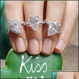 Bague Solitaire Jewelryreal 925 Sterling Sier créé Moissanite anneaux pour les femmes fiançailles éternelles en forme de poire diamant coupé Otgap314e