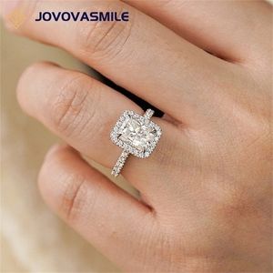 Bague Solitaire JOVOVASMILE 18k Or Blanc 2 8x6mm Radiant Cut Center Accessoires pour Femmes De Luxe De Mariage De Noël 221109