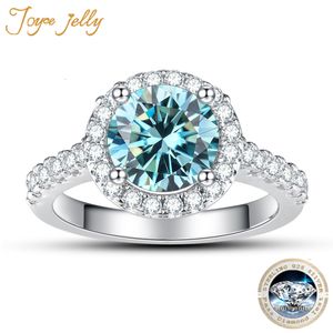 Solitaire Ring JoyceJelly Classic Women's 925 Sterling Silver Ring with True Moist 1ct 2ct D Color Round Luxury Wedding Jewelry 230512