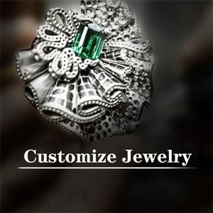 Solitaire Ring Kirin Aanpassen Lab Ruby Emerald Sapphire Diamonds Solid K Gold Sieraden RING en Oorbellen Ketting Engagement 230711