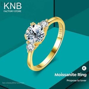 Solitaire Ring KNB 1.2ct Moissanite Rings For Women Real 925 Sterling Silver 18K Gold Double Round Solitaire Diamond Halo Ring Wedding Sieraden D240419
