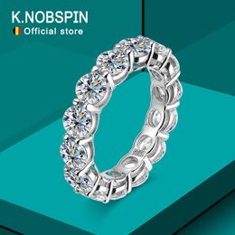 Solitaire ringknopspin 5 mm 7ct d kleurrijke gesmolten silica ring 925 verzilverde platina trouwring eeuwige band dames verlovingsring 230512