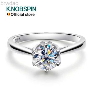 Solitaire Ring Knobspin D VVS1 MISSANITE RING GRA CERTIFIED LAB DIAMOND SOLITARE RINGS POUR FEMMES ENGAGEMENT MÉDIAGE S925 STERLING Silver Band D240419