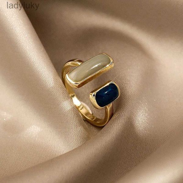 Solitaire Ring Korean Fashion Couleur romantique Matching Glaze Drop Glaze Open pour femme French Retro Jewelry Party Girls 'Gift Luxury Rings 240226