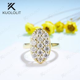 Solitaire Ring Kuololit 18K 14K 10K Yellow White Gold Ring For Women Two Tone Created Diamond Luxury Band for Engagement Wedding 230509