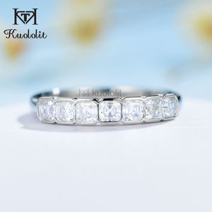 Solitaire ring Kuololit Asscher Cut 585 14K 10K Wit goudringen voor vrouwen 2,5 mm Solitaire luxe ring voor verlovingsverjaardag 230506