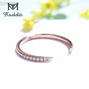 Ring Solitaire Kuololit Au750 18K 14K Ringo de oro rosa Ring para mujeres Solitaria coincidiendo con la boda diamante V Banda Conocimiento Navidad 2022 D240419