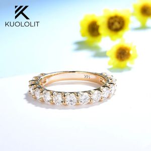 Solitaire ring Kuololit ronde geslepen diamant voor vrouwen massief 14K 10K geel goud lage set trouwring verlovingscadeau fijne sieraden 231007