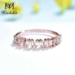 Solitaire Ring Kuololit Soild 18K 585 14K Rose Gold Moisanite Ring pour les femmes Baguette Solitaire assortiment Mariage Diamond Band Engagement 2022 D240419