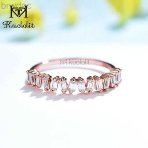 Solitaire Ring Kuololit Soild 18K 585 14K Rose Gold Moissanite Ring voor vrouwen Baguette Solitaire bijpassende bruiloft Diamond Band Engagement 2022 D240419