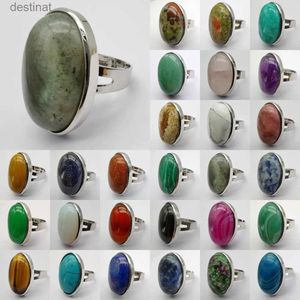 Solitaire Ring Labradoriet Kwarts Unakite Epidoot Turquoise Rhodoniet Amethist Agaat Steen Ovaal GEM Vinger Ring Maat 8 Sieraden Voor Vrouw GiftL231220