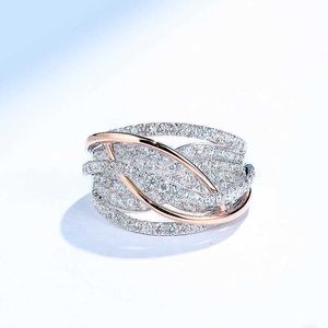 Solitaire Ring Ladies Jewellery Interwoven Mesh Inlaid Zircon Engagement Rings for Women Sweet and Romantic Aesthetic Ring Valentines Day Gift Z0313