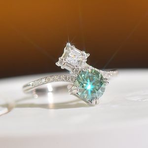 Bague Solitaire Luomansi 1CT bague verte avec certificat GRA 100%-bijoux en argent Sterling S925 cadeau de fête de mariage 230508