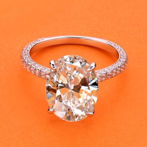 Solitaire Ring Luxe 5 Ovaal Geslepen Verlovingsring voor Vrouwen Zirkoon Grote Diamant 925 Sterling Zilveren Bruiloft Belofte Ring 925 Bruidssieraden 230508