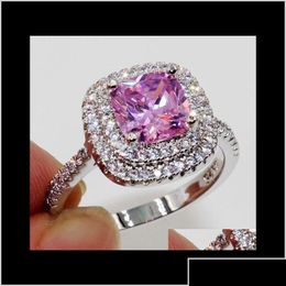 Solitaire Ring Luxe dames mode sier edelsteen simuleerde diamanten verlovingsringen voor dames sieraden 1nxv0 drop levering dhp3k