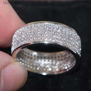 Anillo solitario Milangirl Band 5 filas Anillo de circón Racimo Cubic Zirconia CZ Anillos para mujeres Compromiso Boda Joyería fina 240226