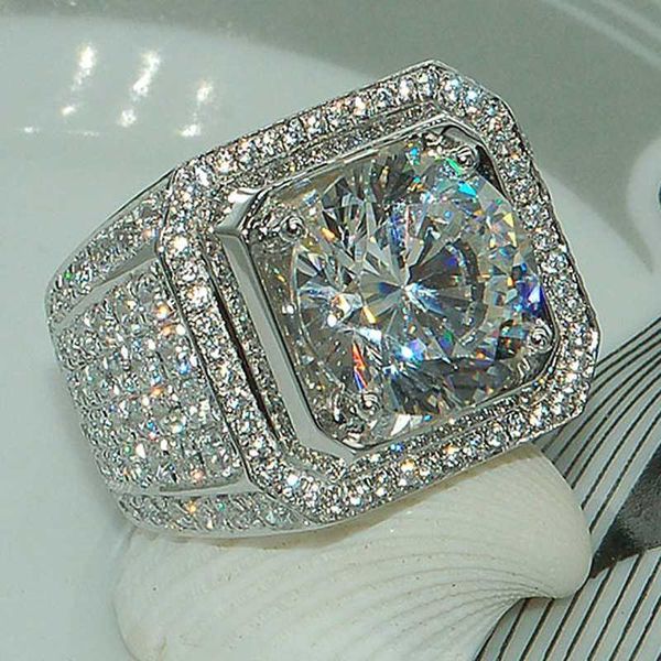 Anillo solitario Milangirl Big Hip Hop Rhinestone Men Out Bling Square Ring Pave Setting CZ Anillos de compromiso de boda de calidad superior Z0313