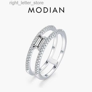 Bague Solitaire MODIAN authentique 925 en argent Sterling éblouissant Zirconium Style de luxe bague pour les femmes de mariage bande de fiançailles bijoux fins cadeaux YQ231207