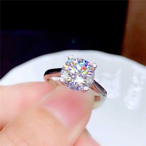 Solitaire ring Moissanite 0.5ct 1CT 2CT 3CT VVS LAB Diamant Fine Jewelry For Women Wedding Party Jubileum Gift Real 925 Sterling Silver