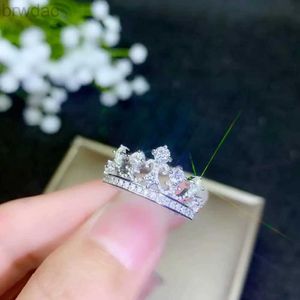 Ring Solitaire Moisanite Crown Ring 925 Silver Diamond Birthday Wedding Gift D240419