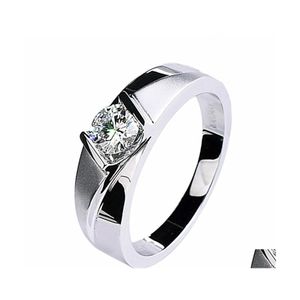 Solitaire ring Moissanite Diamond Sier Betrokkenheid trouwringen voor vrouwen mannen feest sieraden drop levering dhv3x