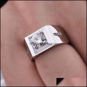 Solitaire ring Mossan Stone Male 18k platina Dcolor Diamond Uitstekende witte sfeer van de klassieke zakelijke authentieke 727 T2 Dro Ottsh