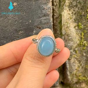 Solitaire Bague Aigue-Marine Naturelle Grand Coeur De Pierre À La Main s Bijoux Pour Femmes Hommes Cadeau Guérison En Gros Charme Fête De Fiançailles Y2302