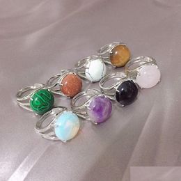 Solitaire ring natuursteenringen tijgers oog turquoise lapis roze kwarts amethist opal kristalvinger voor vrouwelijke sieraden drop dhgarden dhjfs