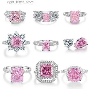 Solitaire Ring Nieuwe 925 Sterling Zilver Ijs Geslepen Roze Saffier Hoge Koolstof Diamant Gem Engagement Fijne Sieraden Dames Ring groothandel YQ231207