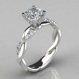 Anillo solitario Nueva moda Cristal Compromiso Garras Anillos de diseño para mujeres AAA Circón blanco Cúbico Elegante Mujer Boda Joyería Regalos Y2302