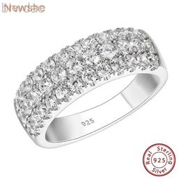 Solitaire ring Newshe glamoureuze 925 Sterling Silver Eternity Rings For Women Round Cut 5a Grade Cubic Zirconia Wedding Band Sieraden D240419