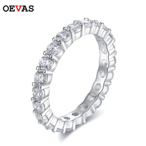 Bague solitaire OEVAS 100% argent sterling 925 scintillant 1 rangée 3mm bagues en diamant à haute teneur en carbone pour femmes de qualité supérieure bijoux fins de fête 230428