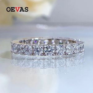 Bague solitaire OEVAS 100 925 argent Sterling plein carré haute teneur en carbone diamant anneaux pour les femmes scintillant fête de mariage bijoux fins en gros 231030