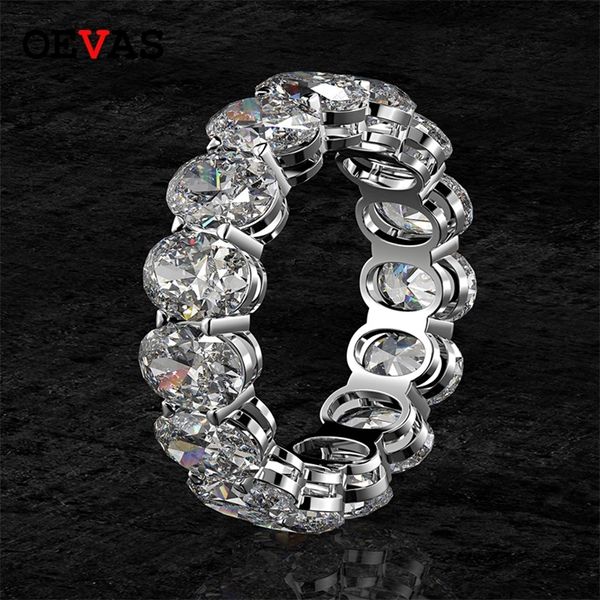 Anillo solitario Oevas 100 925 plata esterlina 5/7 mm corte ovalado anillo completo para mujeres chispeando diamante de alto carbono boda joyería fina 220726