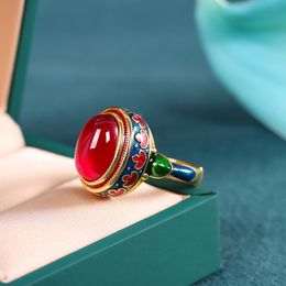 Solitaire ring Originele oude gouden vakmanschap natuurlijke carneliaanse ringen voor vrouwen bloemenglazuur nationale stijl licht luxe bruiloft sieraden 230424