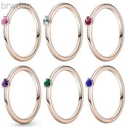 Solitaire ring originele momenten kleuren roze solitaire ring voor vrouwen 925 sterling zilveren bruiloft cadeau mode sieraden d240419
