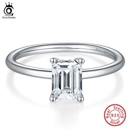 Solitaire ring orsa juwelen verloving trouwringen voor vrouwen smaragd gesneden duidelijkheid 1ct moissanite diamant mode jubileum cadeaus smr56 z0313