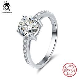 Bague Solitaire ORSA JEWELS Argent Sterling Femmes Anneaux AAA Cubique Zircon Étincelant Cristal Alliance Doigt 925 Bijoux OSR56-1 Y2302