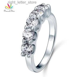 Anillo solitario Pavo Real Estrella 1.25 Cinco 5 Piedra Sólido 925 Anillo de Plata Esterlina Joyería Nupcial Alianza de Boda CFR8039 YQ231207