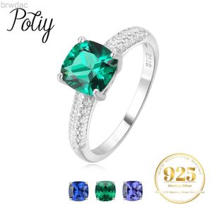 Solitaire Ring Potiy 2.22CT Creëer Sapphire Nano Emerald Tanzanite Solitaire Ring 925 Sterling Silver For Women Daily Party Sieraden Sets Gift D240419