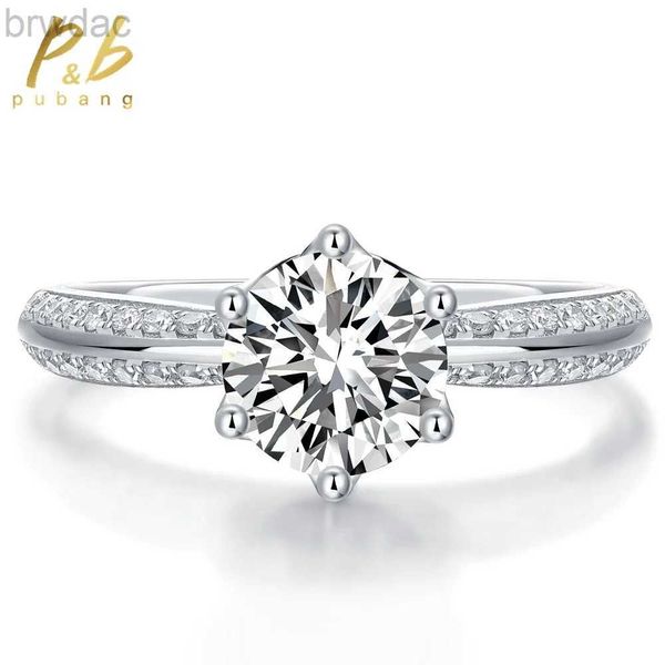 Solitaire Ring Pubang Fine Jewelry 925 Sterling Silver Sparkling 5mm-11mm Moisanite Diamond Wedding Engagement Ring For Women Anniversary Gift D240419